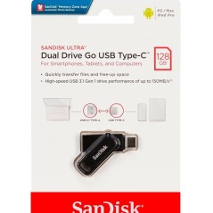 SanDisk Ultra Dual Drive 128GB - Versatile USB Type-A & Type-C | High-Speed Transfer, Stylish Black and Silver Design